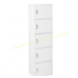 Hodedah HID5 5-Shelf White Bookcase Cabinets