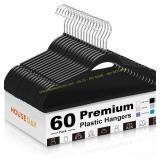 HOUSE DAY Black Hangers - 60 Pack, Non-Slip