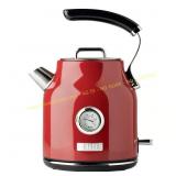 Haden Red Retro 1.7L Electric Tea Kettle