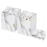 JUNGFORD Marble Cotton Swab Holder Set White