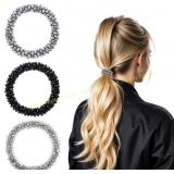 Lusofie 3Pcs Rhinestone Pearl Hair Ties (3 Colors)