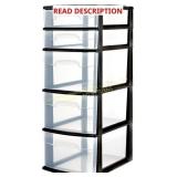 HOMZ 5-Tier Clear Drawer Tower, Black Frame