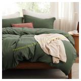 Bedsure Olive Green Duvet Cover King Set