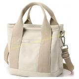 Small Tote Bag with Zipper, Beige Bag