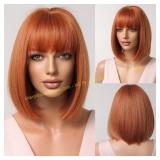 MAGQOO Auburn Red Copper Wig - Dark Orange Bob