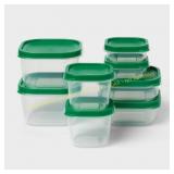 Room Essentials 16pc Containers Set, Green Lids