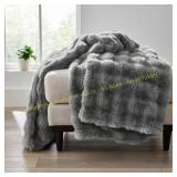 Bubble Faux Fur Throw 60" x 70" - Grey