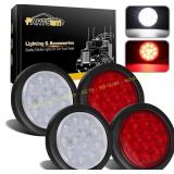 Partsam 4" Round LED Tail Light Kit (2R+2W)