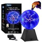 Blue Plasma Ball 7" Tesla Coil Bulb Glow Globe
