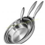 Tri-Ply Stainless Frying Pans Set (8/10/12)