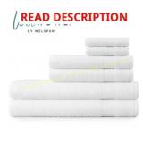 WelHome 6-Pc Cotton Towels Set, White 450 GSM
