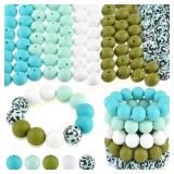 ASTARON 100 Pcs 15mm Silicone Beads, Cyan Blue