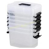 Clear Plastic Bin with Lid, 5.5 Qt (6)