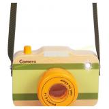 Wooden Pretend Camera Toy with Lights for Kids