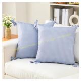 Coastal Pillow Covers 20x20 Blue White Striped