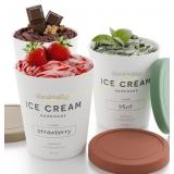 ZICOTO 3x Reusable Ice Cream Containers 1 Qt ea