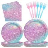 Pastel Rainbow Party Plates & Napkins Set
