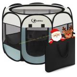 Small Dog Playpen, Foldable Crate, Grey