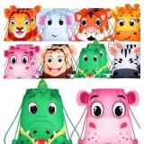 Hillban 16 Pcs Animal Drawstring Bags for Kids