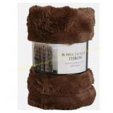 Bubble Faux Fur Throw 60" x 70" - Brown