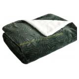Faux Fur Throw Blanket   Reversible Green