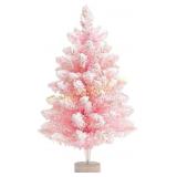 Pink 2ft Tabletop Xmas Tree with Wooden Stand