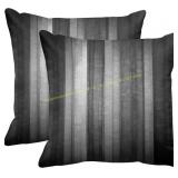 Emvency 2-Pack 18x18 Pillow Covers, Black/Grey