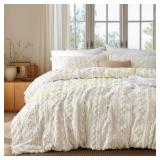 Bedsure Boho Duvet Cover Queen Set, Beige