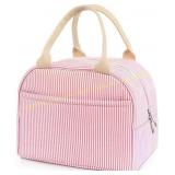 Women s Lunch Bag, Insulated Box, Pink Stripe