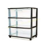 Homz 3-Drawer Wide Cart with Casters