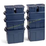 10 Pack Rubbermaid Roughneck Storage Totes, Indigo