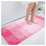 OLANLY Bathroom Runner Rugs 47x24, Pink