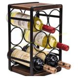 SODUKU Rustic Wood Countertop 6-Bottle Wine Rack