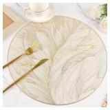 Evevda Gold Round Placemats, Vinyl Set of 6