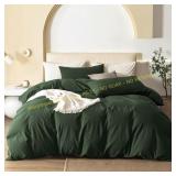 JIYUAN Washed Cotton Duvet Cover Twin Green