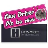 HEY-OKEY Driver Magnet - Hamster Sticker - Pink