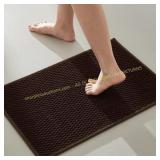 Brown 16x24" Chenille Bath Rug, Non Slip