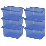 Life Story 6 Pack Light Duty Bin, 55 Qt Blue