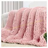 Carriediosa Chunky Knit Throw 60x80 Pink