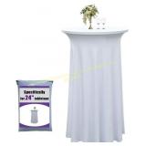 4ct White Round Cocktail Table Skirt 24x43