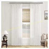 Beige White Linen Curtains 84" 2 Panels