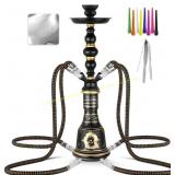 21" Hookah Set 4-Hose with Glass Vase