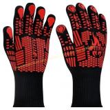 BBQ Gloves 1472 F Heat Resistant Mitts (Red)