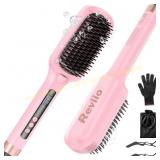 Hair Straightener Brush, 30s Fast Heat - Pink