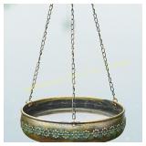 Hanging Bird Bath, Antique Gold, Hummingbirds