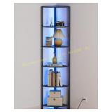 Furnulem 6-Tier Corner Shelf with LED Light