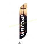 12x2.5 ft Feather Flag Welcome   Church Banner