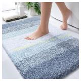 OLANLY Bath Rug 30x20, Microfiber Mat, Blue