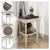 COZAYH Distressed Espresso Tray Table, White