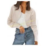 Size M Yousify Cropped Shrug Cardigan, Open Front